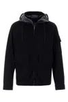 C.p. Company Blue Jacket With Explorer Hood And Adjustable Drawstring Waist In Tech Fabric Man In Blue