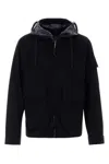 C.p. Company Blue Jacket With Explorer Hood And Adjustable Drawstring Waist In Tech Fabric Man In Blue