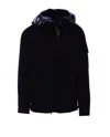 C.p. Company Blue Jacket With Explorer Hood And Adjustable Drawstring Waist In Black