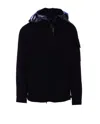 C.p. Company Blue Jacket With Explorer Hood And Adjustable Drawstring Waist In Tech Fabric Man In Black