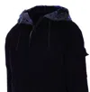 C.p. Company Blue Jacket With Explorer Hood And Adjustable Drawstring Waist In Tech Fabric Man In Black