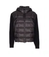 C.p. Company Black Wool Knit Jacket With Padded Hood In Black