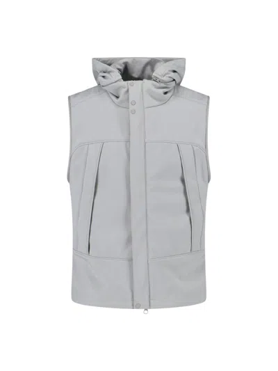 C.p. Company Sleeveless Soft Shell Jacket Hood In Gray