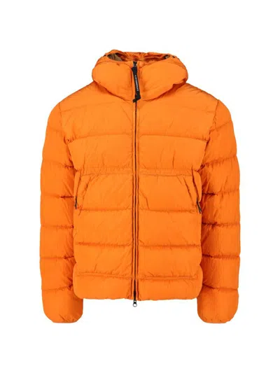 C.p. Company Goggle Hooded Padded Coat In Orange