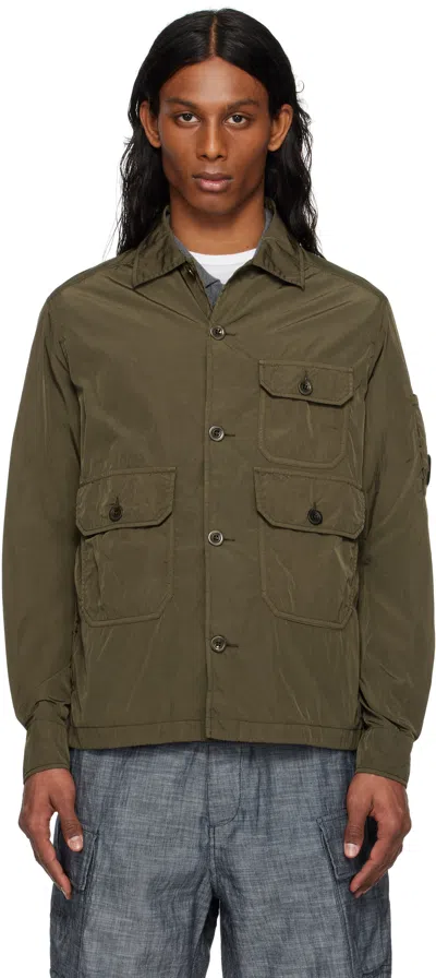 C.p. Company Khaki Chrome-r Full Button Overshirt In 683 Ivy Green