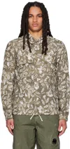 C.p. Company Floral-embroidered Shirt In 339 Lead Gray