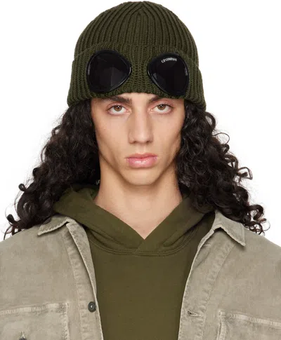 C.p. Company Khaki Goggle Beanie In 683 Ivy Green