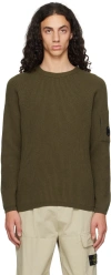 C.p. Company Lens-detail Ribbed Sweater Knitwear Brown In 683 Ivy Green