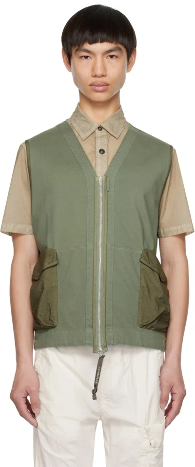 C.p. Company Cotton Jersey Vest In 648 Bronze Green