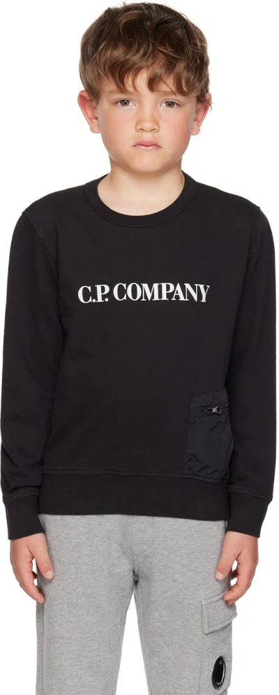 C.p. Company Cp Company Boys Black Kids Brand-print Cotton Sweatshirt 6-14 Years In 999 Black