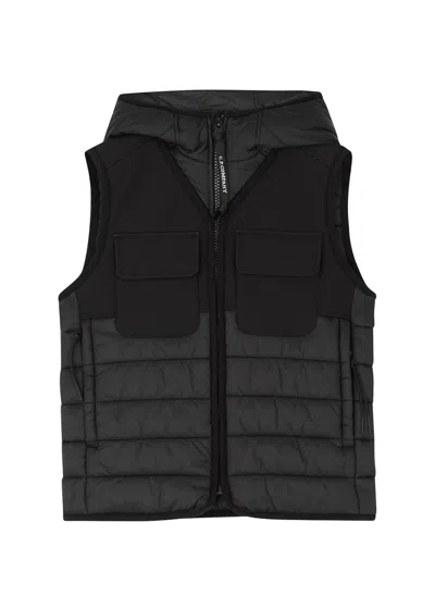 C.p. Company Kids Black Quilted Goggle Shell Gilet (4-6 Years)