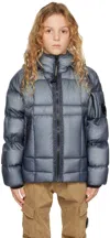 C.p. Company Dd Shell Down Jacket In Real Goose Down In Ultralight Fabric With Checkered Texture. In 843 Infinity