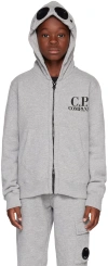 C.p. Company Kids Gray Goggle Hoodie In M93 Grey Melange