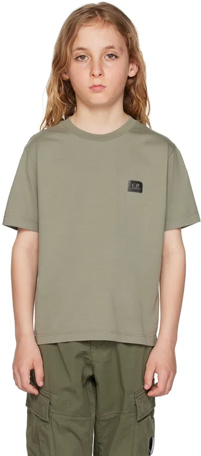 C.p. Company Kids Khaki Printed T-shirt In 648 Bronze Green