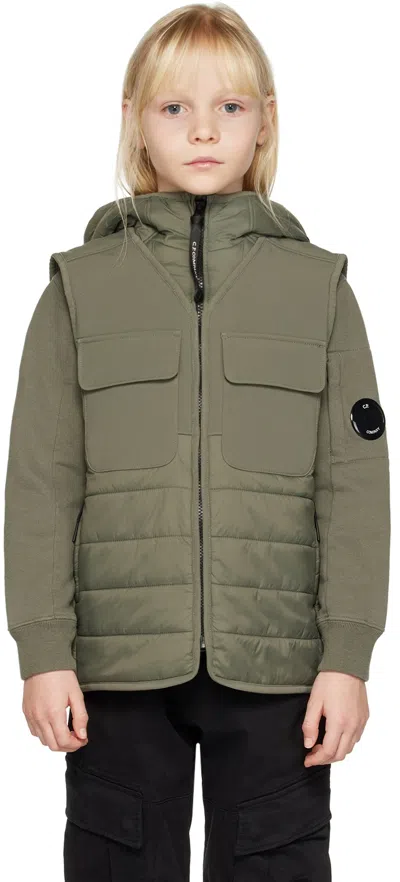 C.p. Company Kids Khaki U16 Shell-r Vest In 669 Thyme