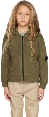 C.p. Company Kids Khaki Zipped Hoodie In 669 Thyme