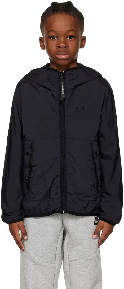 C.p. Company Kids Navy Goggle Jacket In 888 Total Eclipse