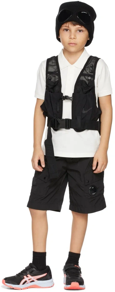 C.p. Company Kids Off-white Piqué Logo Polo In 103 Gauze White
