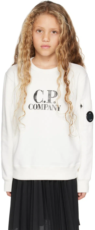 C.p. Company Kids White Basic Sweatshirt In 103 Gauze White