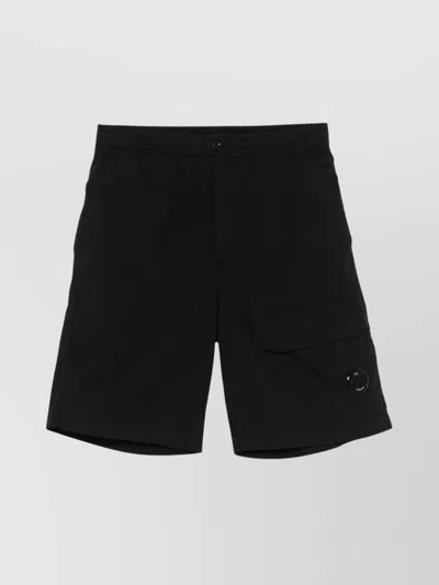 C.p. Company Knee Length Elasticated Waistband Shorts In Black