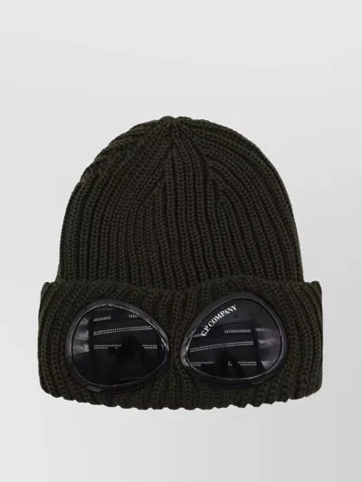 C.p. Company Knit Hat With Goggle Detail And Turn-up Brim
