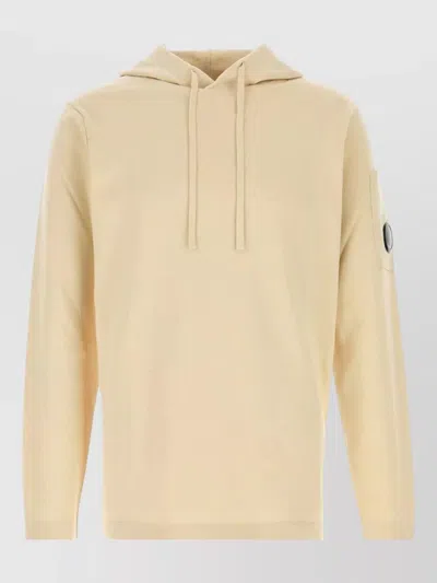 C.p. Company Knit Hooded Sweatshirt Drawstring Front Pocket In Yellow