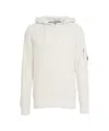 C.p. Company Knit Hoodie With Drawstring Hood And Urban Logo Patch In White