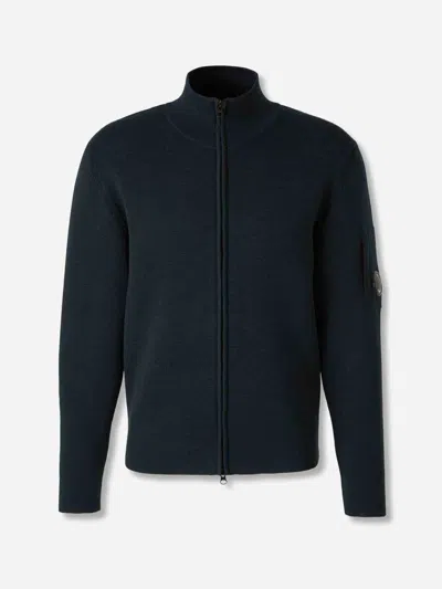 C.p. Company Zip-up Knit Jersey In Blue