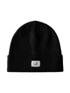 C.p. Company Knit Logo Beanie In Black