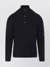 C.p. Company C.p.company Ribbed Sweater With Lens Pocket In Black