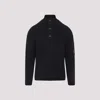 C.p. Company C.p.company Ribbed Sweater With Lens Pocket In Black
