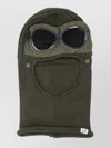 C.p. Company Knitted Button Goggles Ribbed Hat In Green