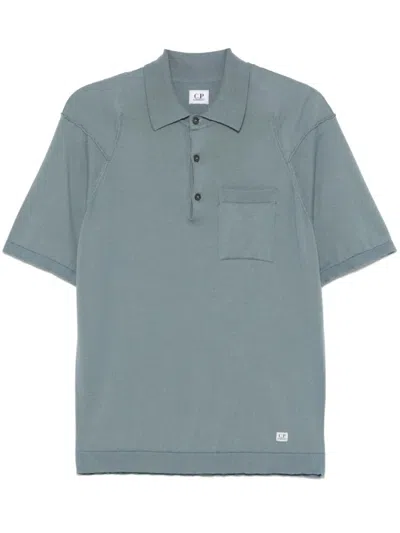 C.p. Company Knitted Polo Shirt In Blue