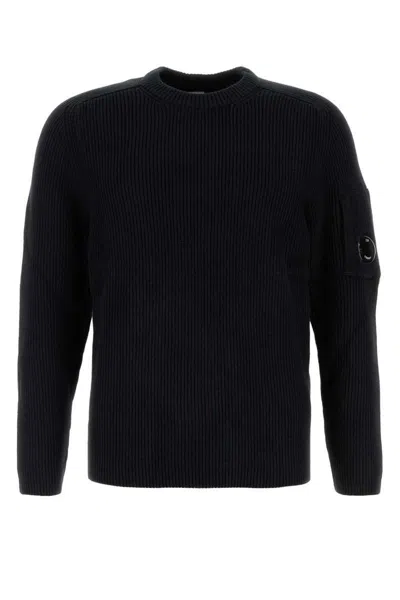 C.p. Company C.p.company Midnight Blue Cotton Blend Sweater In Black