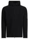 C.p. Company Signature Lens Zip-up Cardigan With Hood In Black