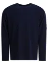 C.p. Company Crewneck Sweater With Arm Pocket And Raglan Sleeves In Blue