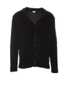 C.p. Company Midnight Blue V-neck Cotton Cardigan In Black