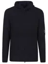 C.p. Company Tailored Hooded Sweater With Zippered Arm Pocket In Black