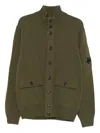 C.p. Company Knitwear Cardigan In Lambswool Grs Clothing In Green