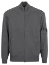 C.p. Company Lambswool Cardigan Contrasting Stitching In Gray