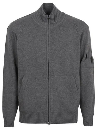 C.p. Company Knitwear Cardigan In Lambswool Grs In Gray
