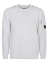 C.p. Company Knitwear Crew Neck In Chenille Cotton In White