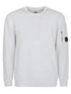 C.p. Company Knitwear Crew Neck In Chenille Cotton In White