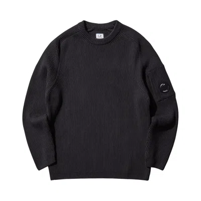 Pre-owned C.p. Company Knitwear Crew Neck In Full Rib 'black' | Men's Size M