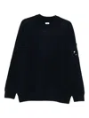 C.p. Company C.p.company Logo Cotton Crewneck Sweatshirt In Black