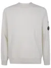 C.p. Company Knitwear Crew Neck In Merino Wool Felted Clothing In White