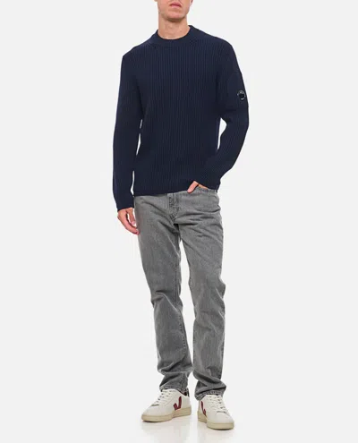 C.p. Company Knitwear Crew Neck In Re Wool In Blu