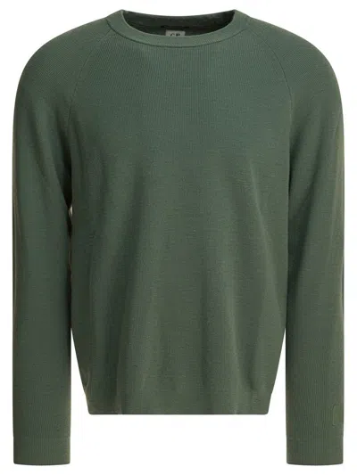 C.p. Company Ribbed Crew Neck Sweater In Green