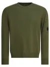 C.p. Company Crew Neck Knitwear With Ribbed Cuffs And Pocket In Green