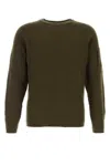 C.p. Company Lens-detail Ribbed Sweater Knitwear Brown In Green